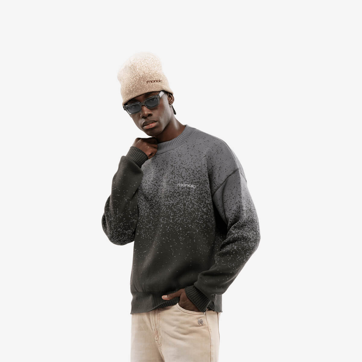 Monoic Gradient Knit Sweater Monoic NY - Gris y Verde Musgo