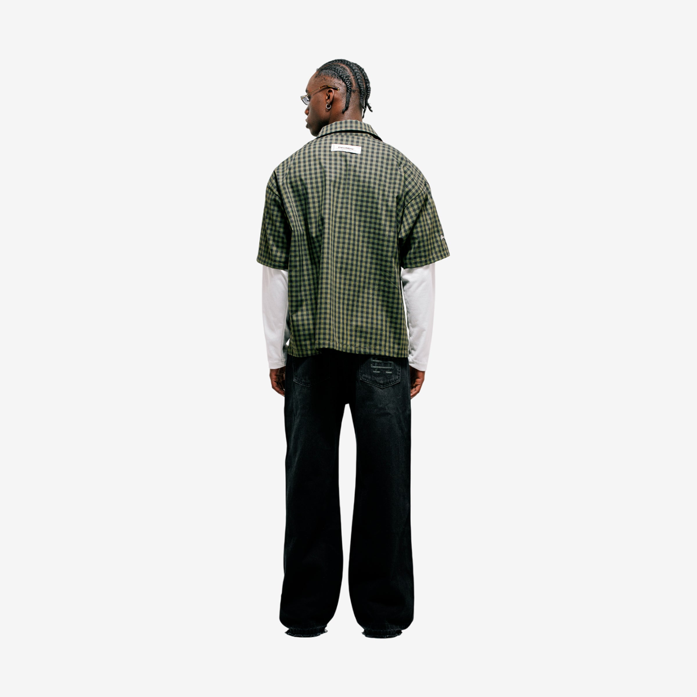 Monoic Camiseta Cuadros Doble Manga 'Verde Oscuro'