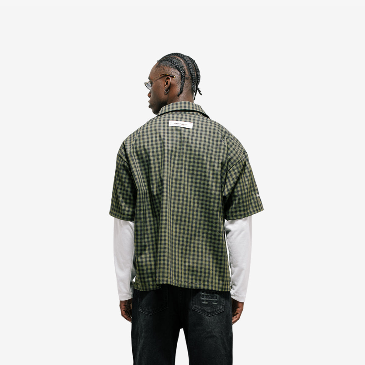 Monoic Camiseta Cuadros Doble Manga 'Verde Oscuro'