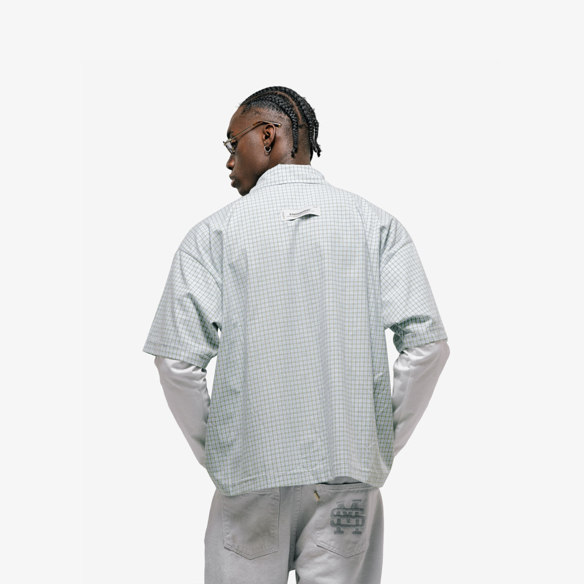 Monoic Camiseta Cuadros Doble Manga 'Verde Claro'