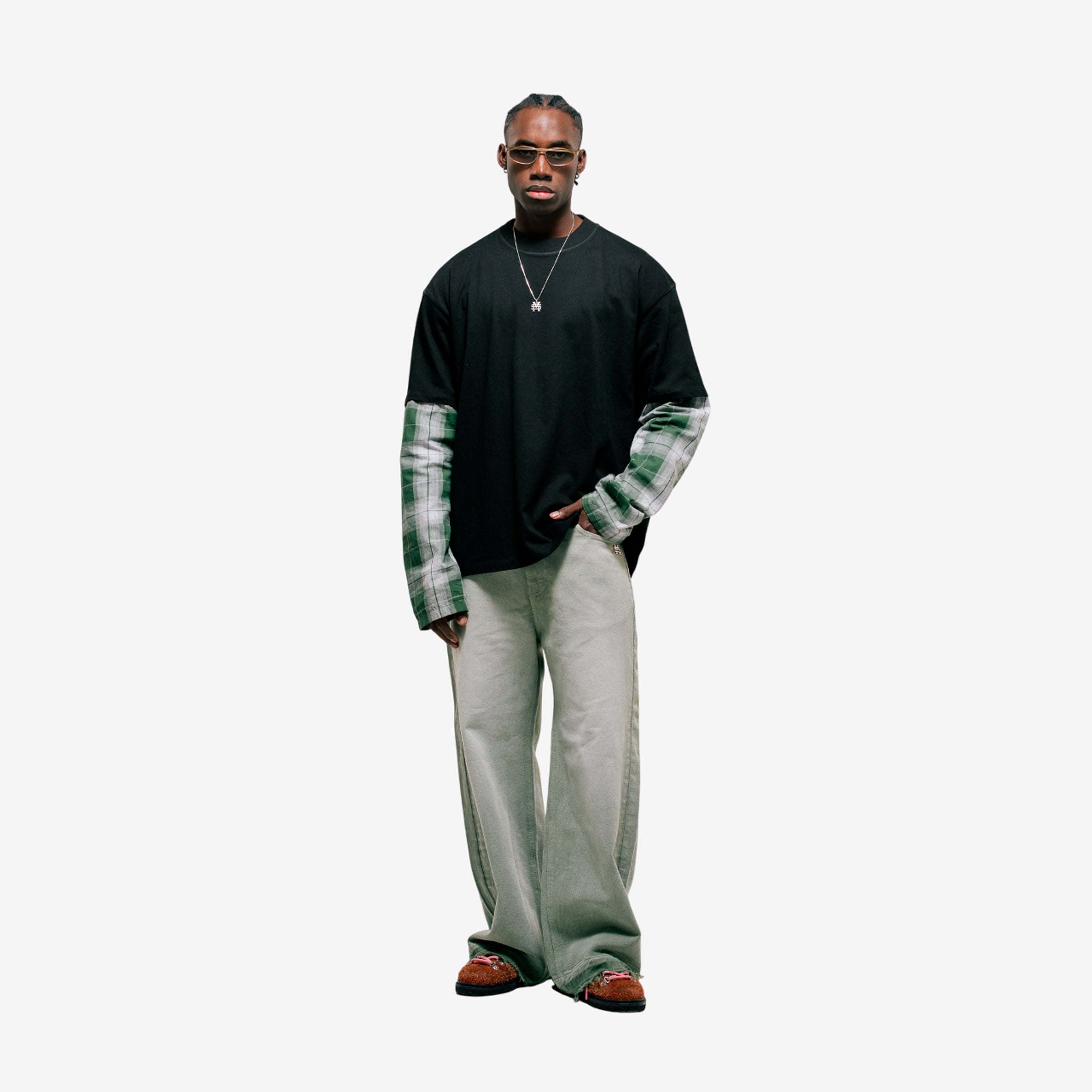 Monoic Camiseta Oversized Cotre Doble Manga 'Negro'