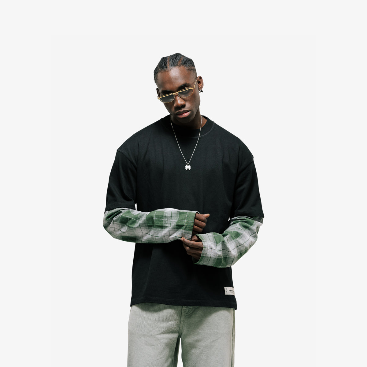 Monoic Camiseta Oversized Cotre Doble Manga 'Negro'