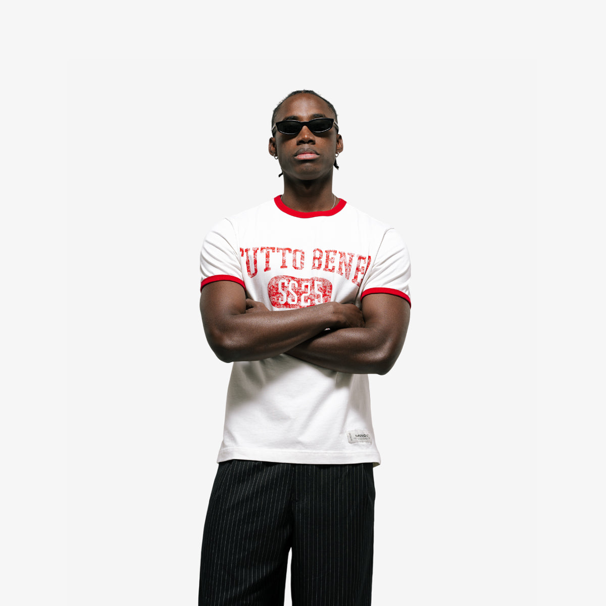 Monoic Camiseta Tutto Benne Ringer Fit 'Blanco Hueso'