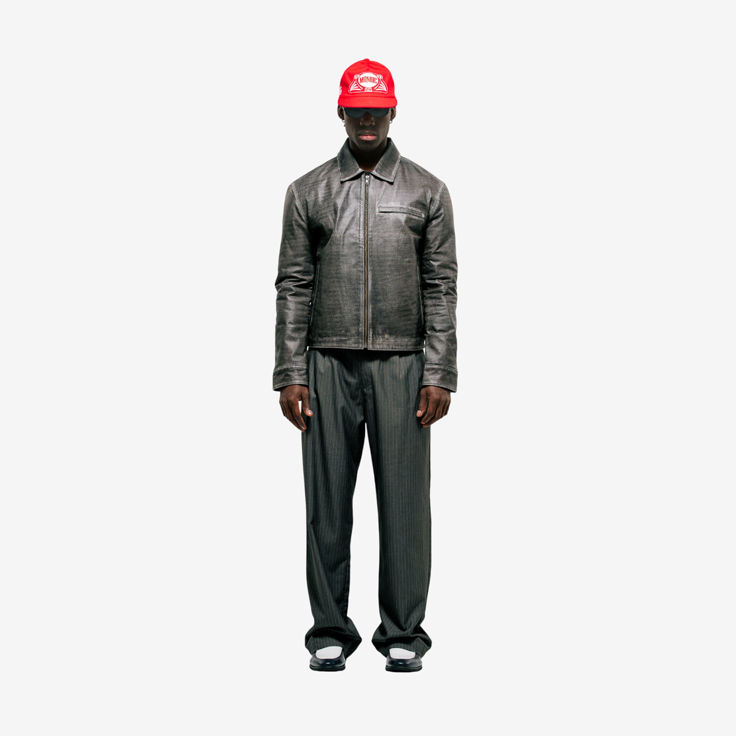 Monoic Monogram Leather Jacekt 'Negro Oscuro'