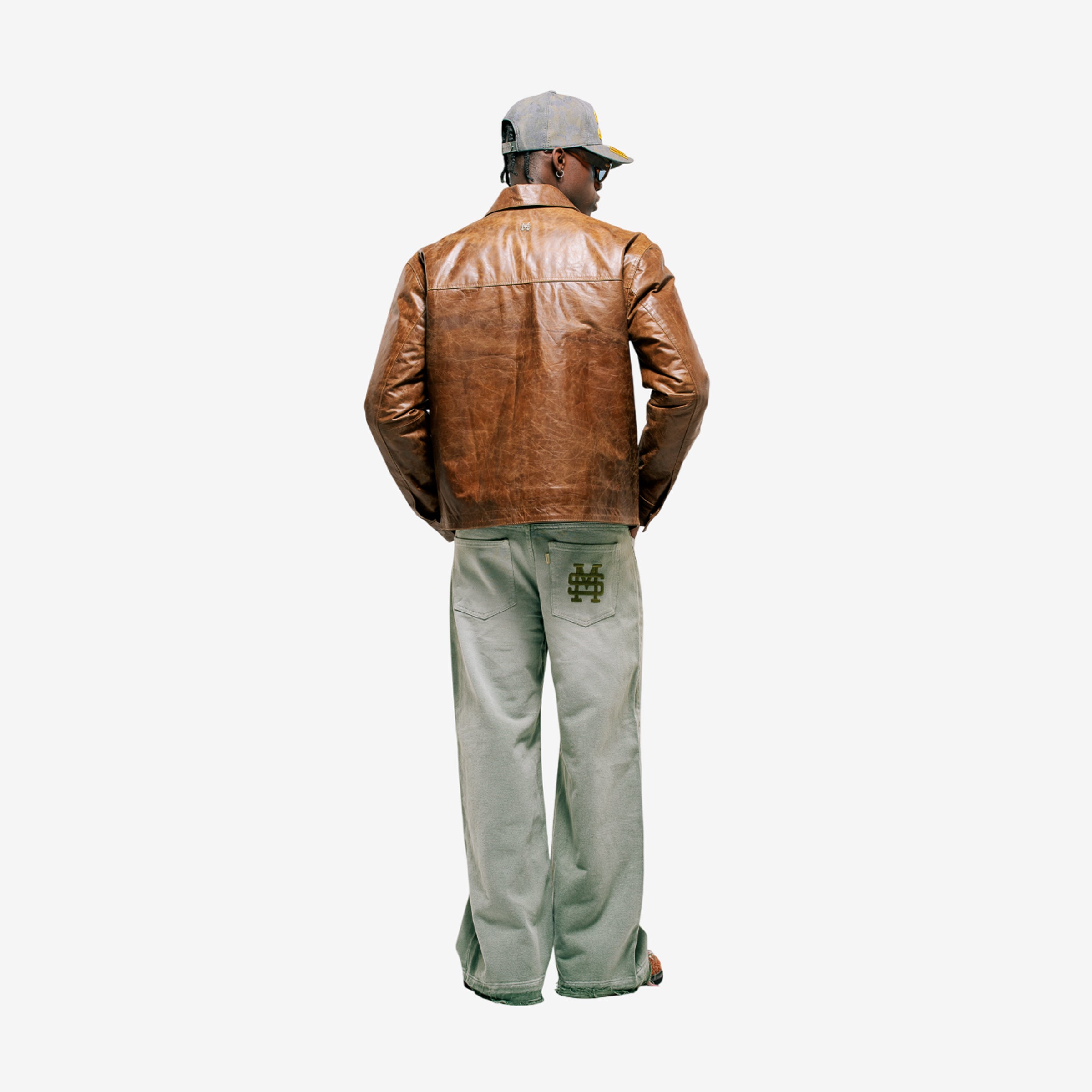 Monoic Monogram Leather Jacekt 'Miel'