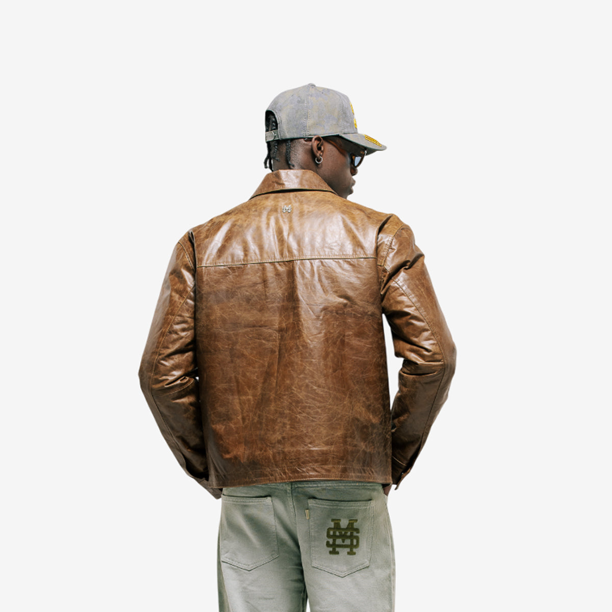 Monoic Monogram Leather Jacekt 'Miel'