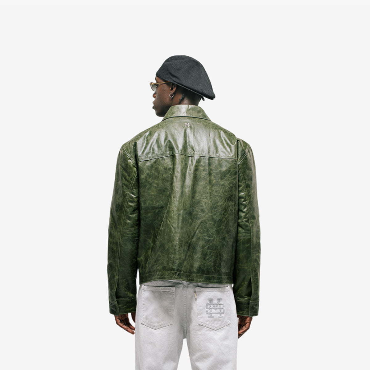 Monoic Monogram Leather Jacekt 'Verde Oliva'