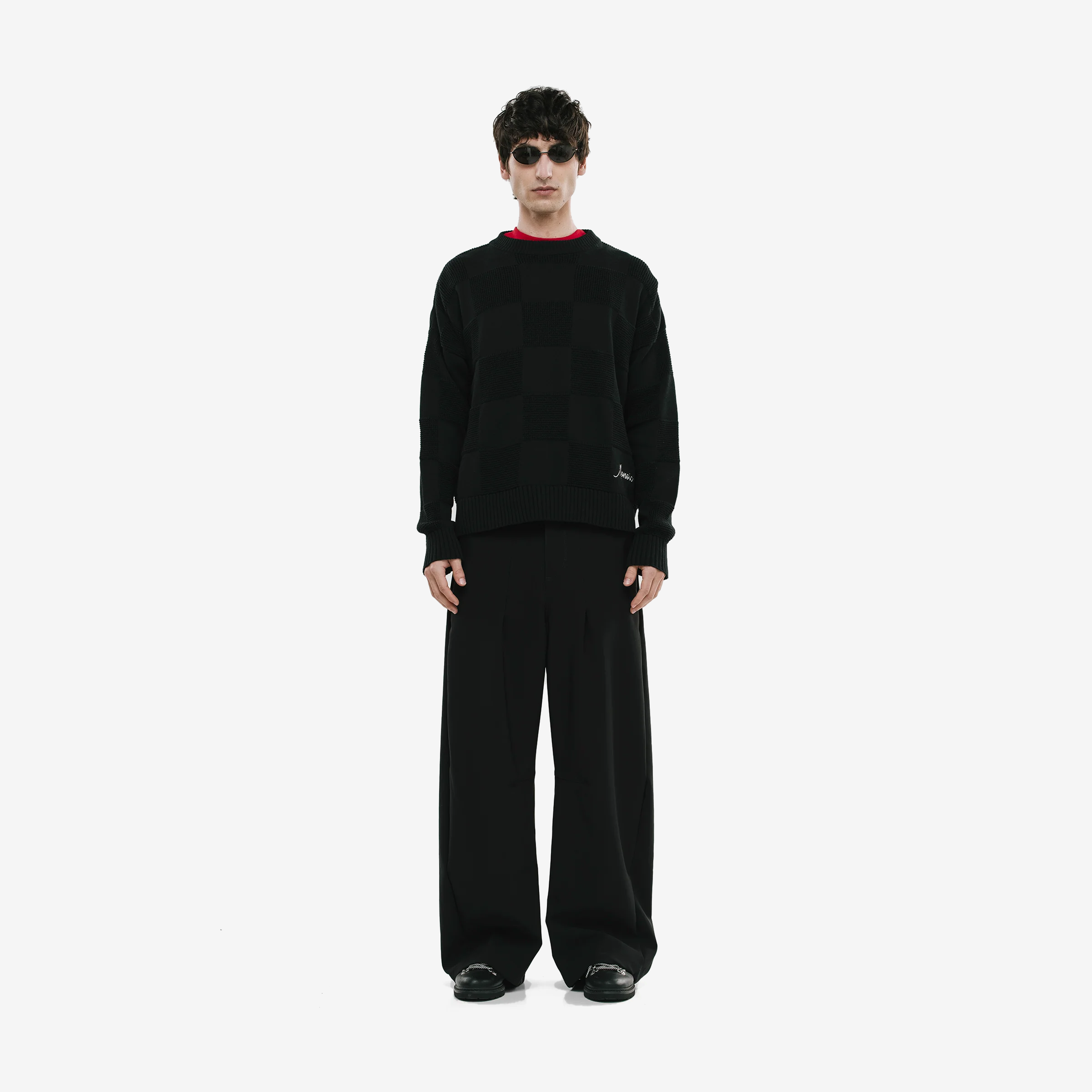 Monoic Checkered Knitwear Sweater 'Negro'