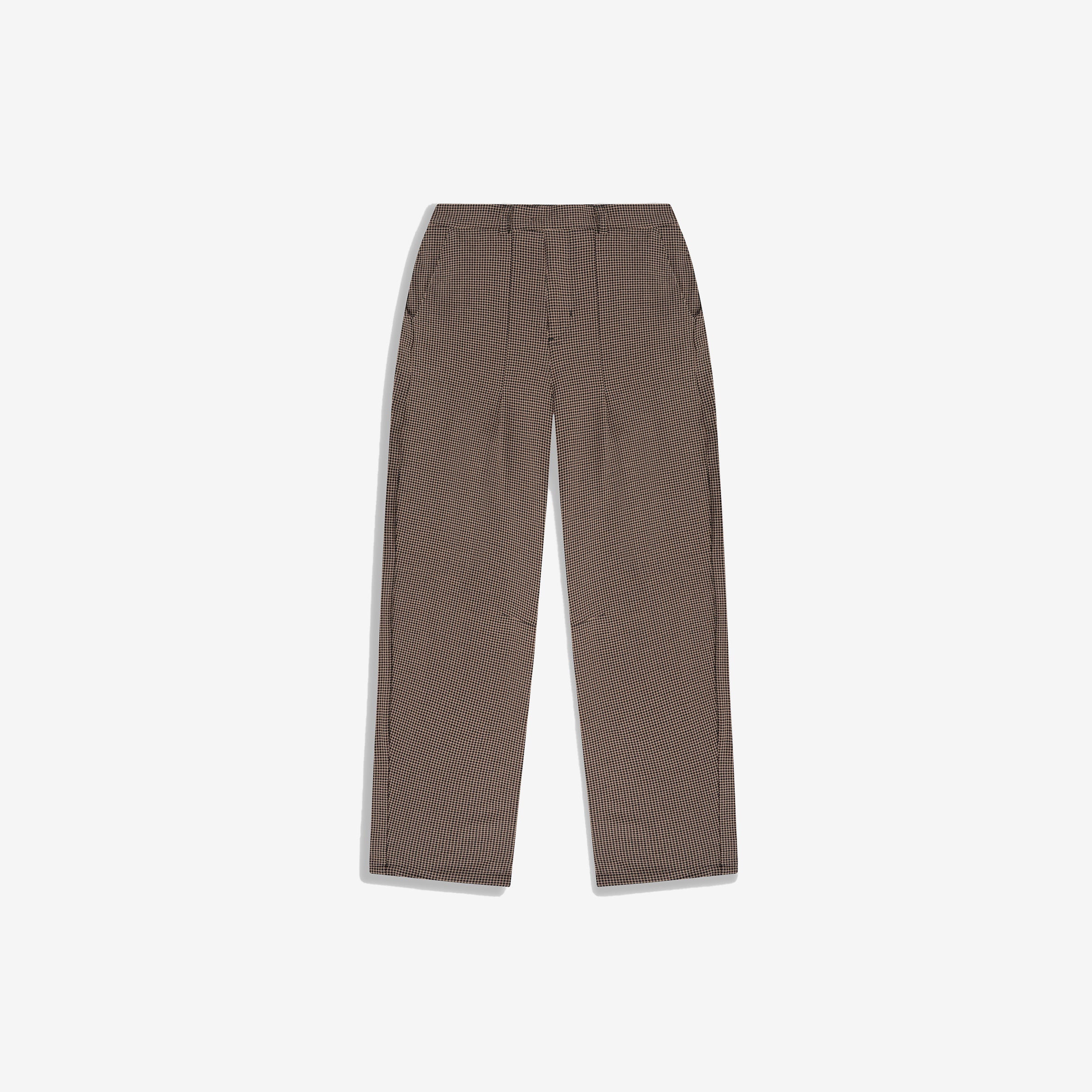 Monoic Barrel Fit Houndstooth Trousers 'Café'