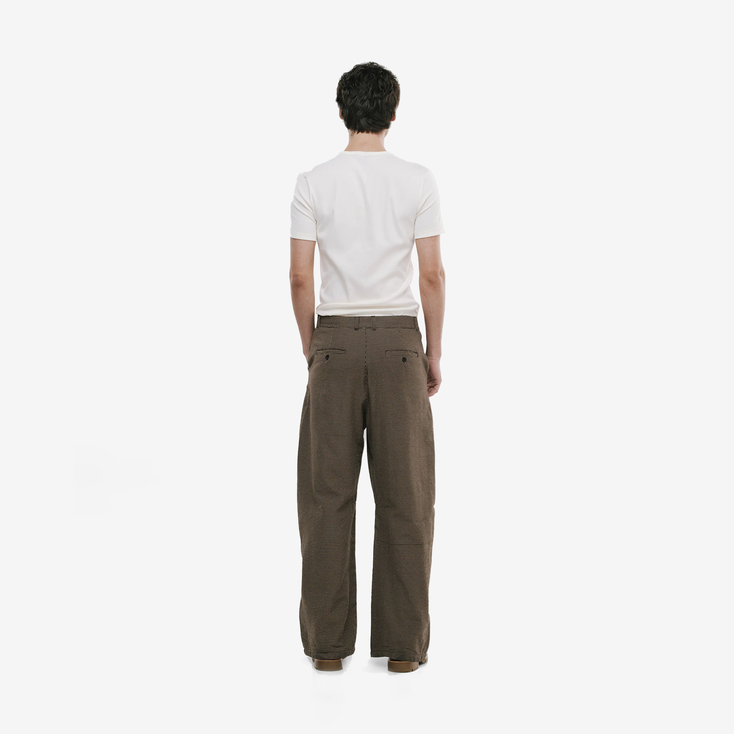 Monoic Barrel Fit Houndstooth Trousers 'Café'