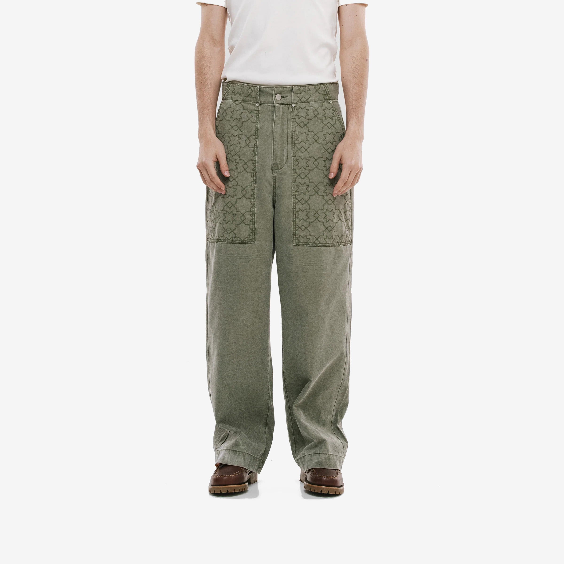 Monoic Wide Fit Chore Pants 'Verde Oliva'