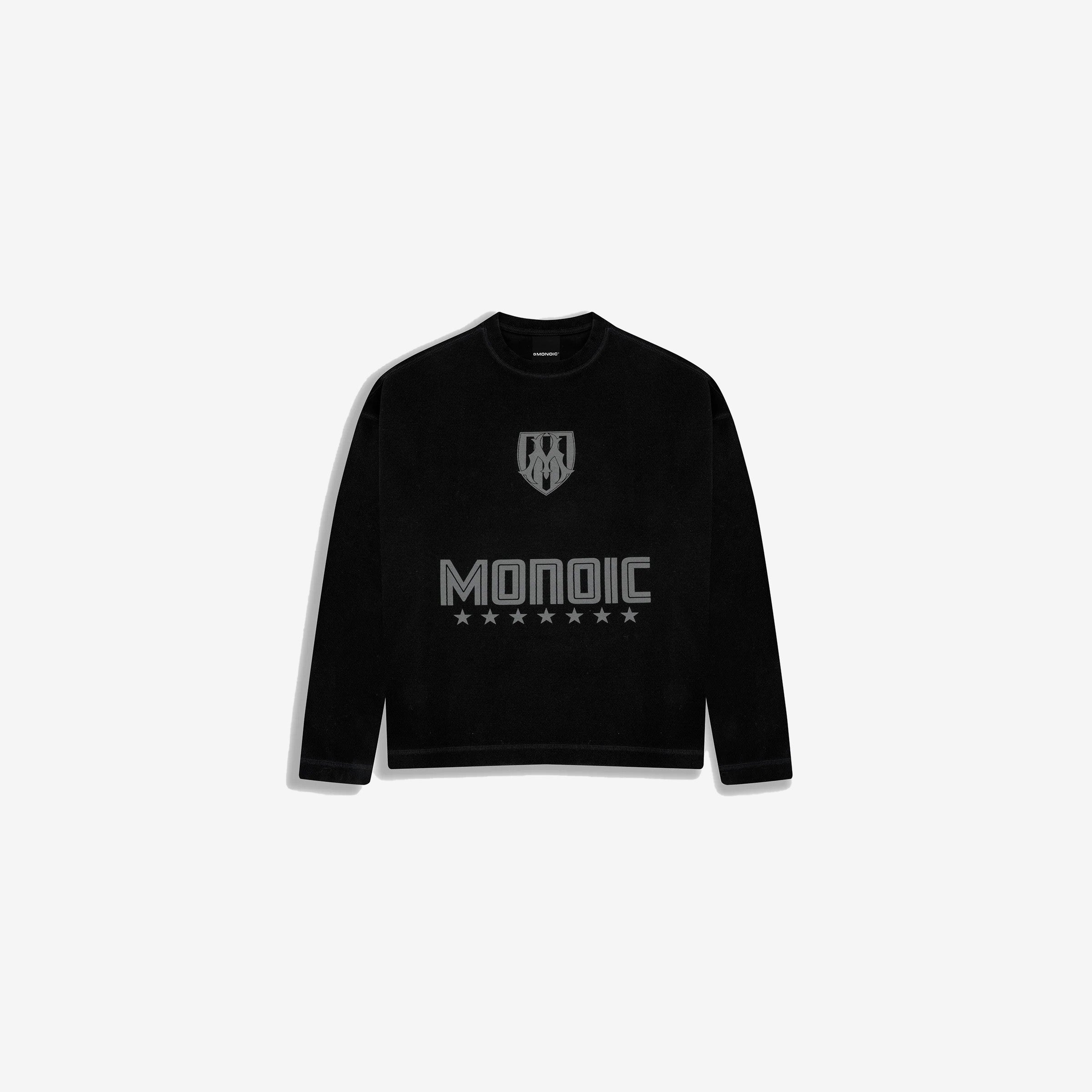 Monoic Camiseta Oversized Shield Waffle Long Sleeve' Negro' (Exclusive)