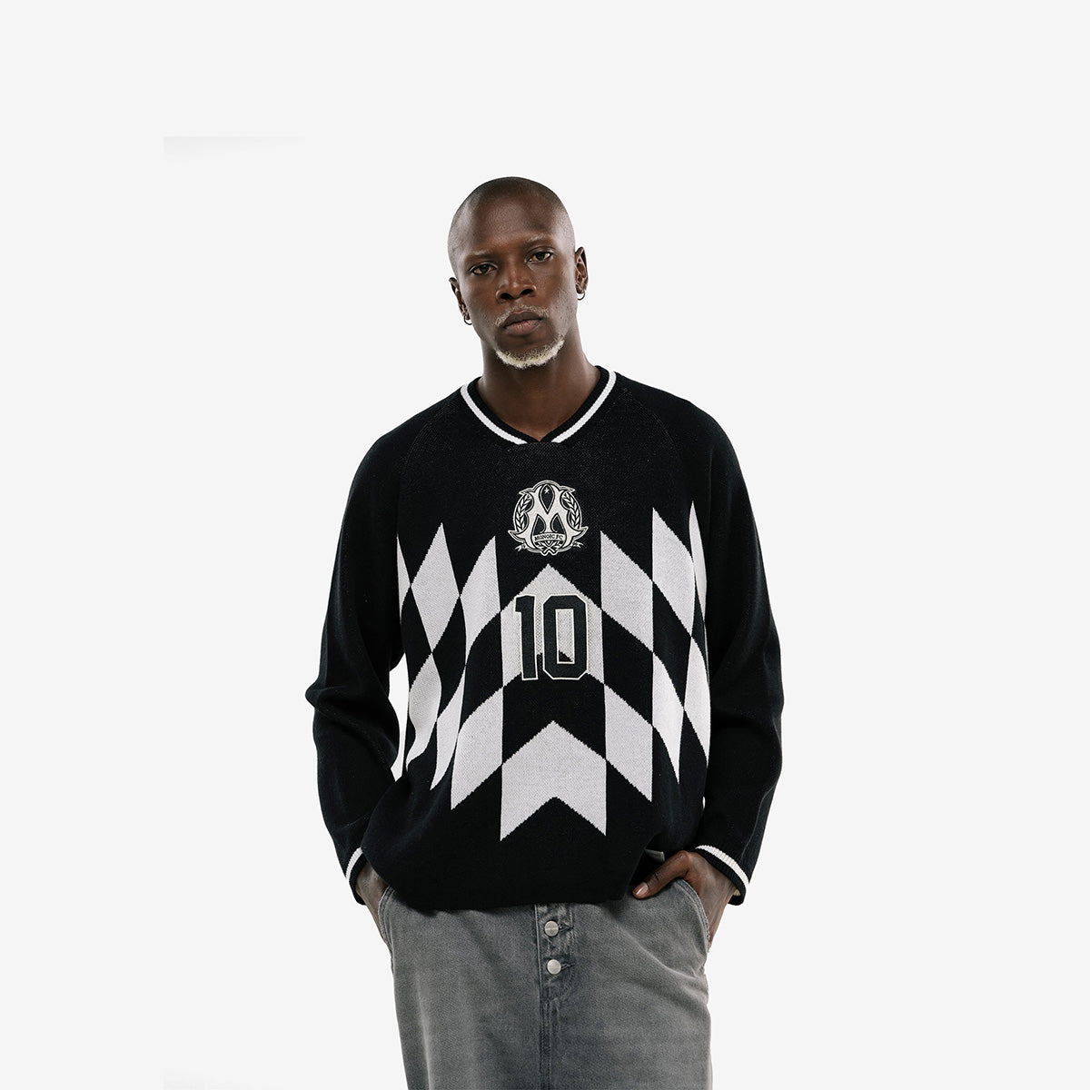 Monoic Fútbol Jersey Knit Manga Larga 'Negro'