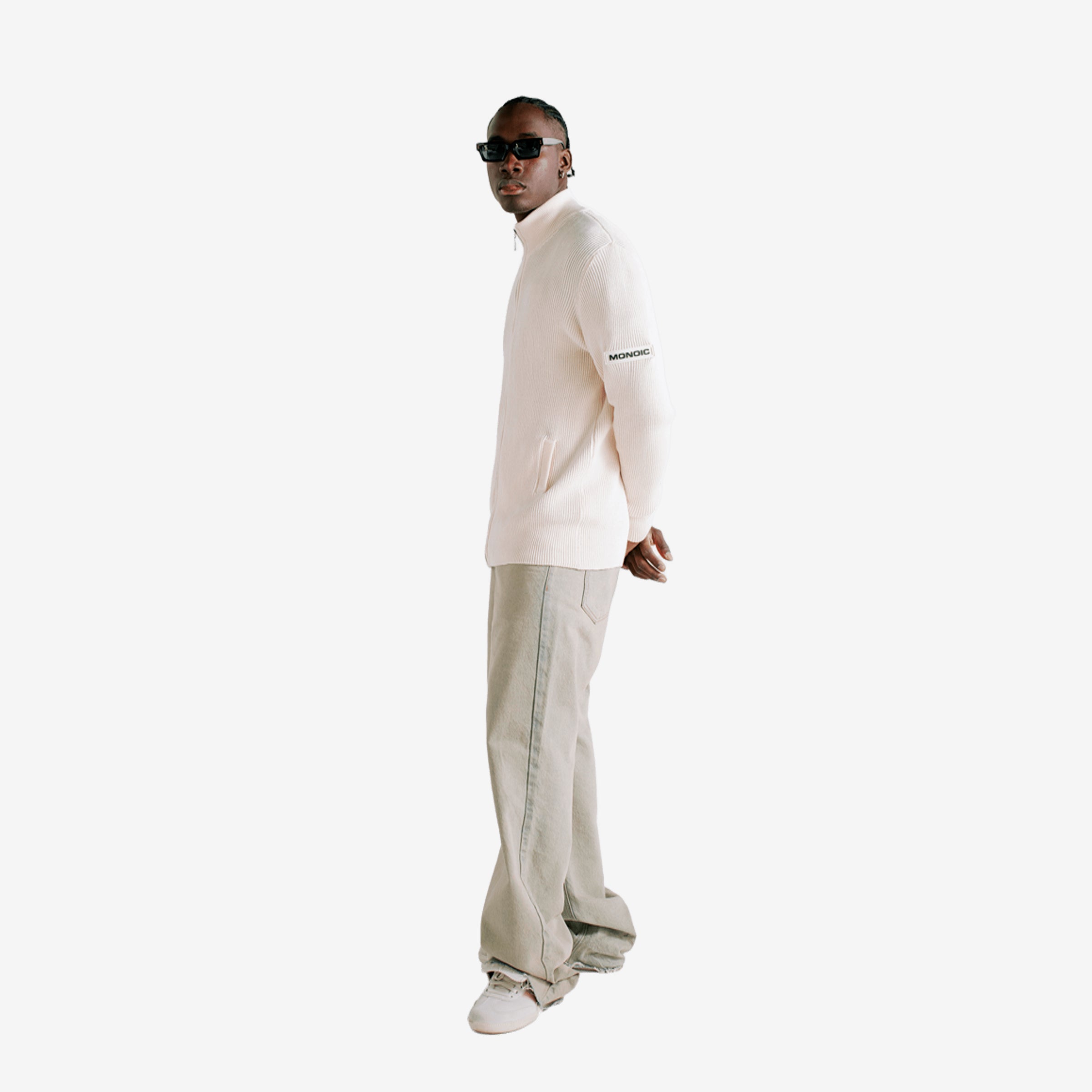 Monoic Zip Knit Sweater Crema