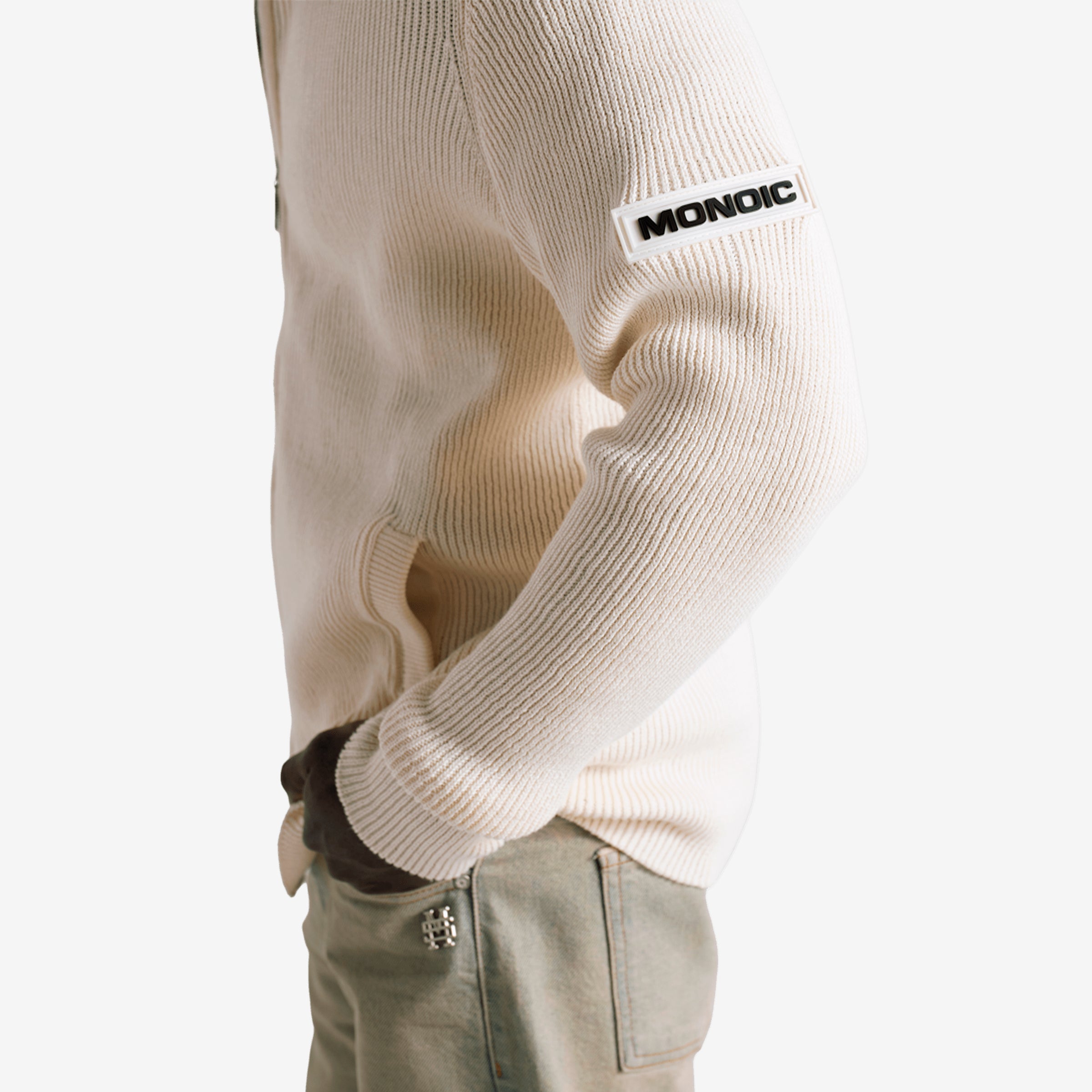 Monoic Zip Knit Sweater Crema