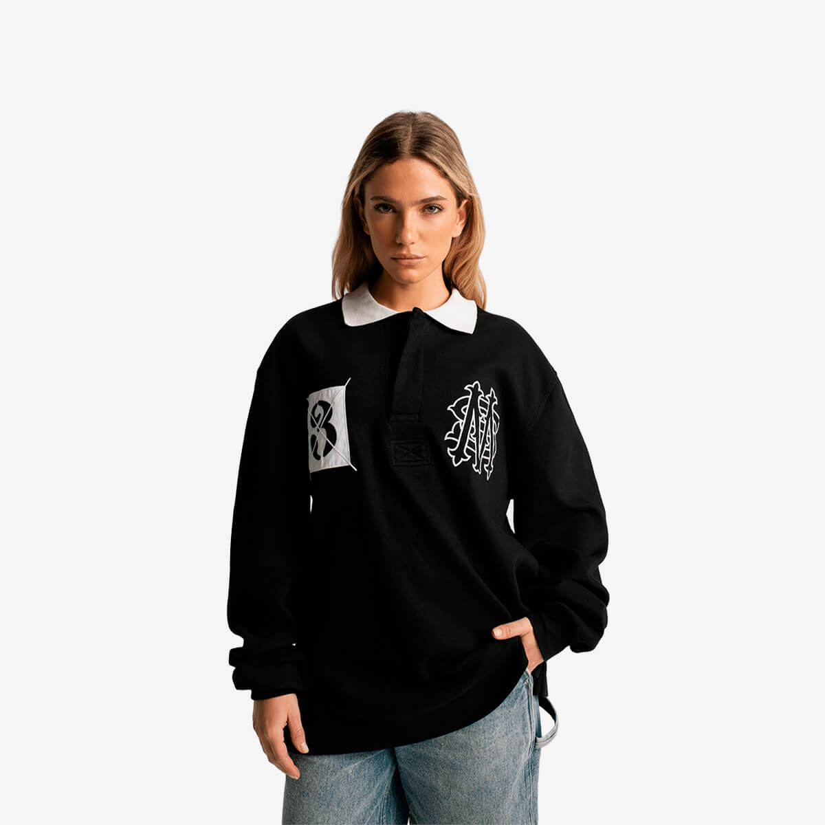 Monoic Camisa Polo Rugby - Negro Oscuro