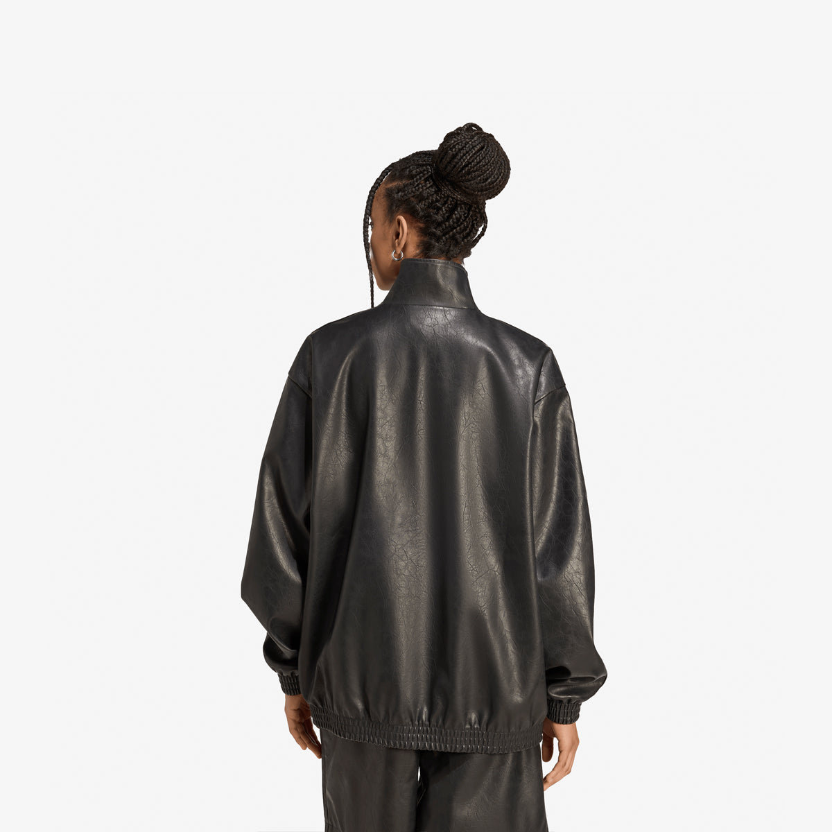 ジャケット・アウター PLEATHER FIREBIRD OVERSIZED TRACKTOP adidas Pleather Firebird Oversized Track jacket - Black
