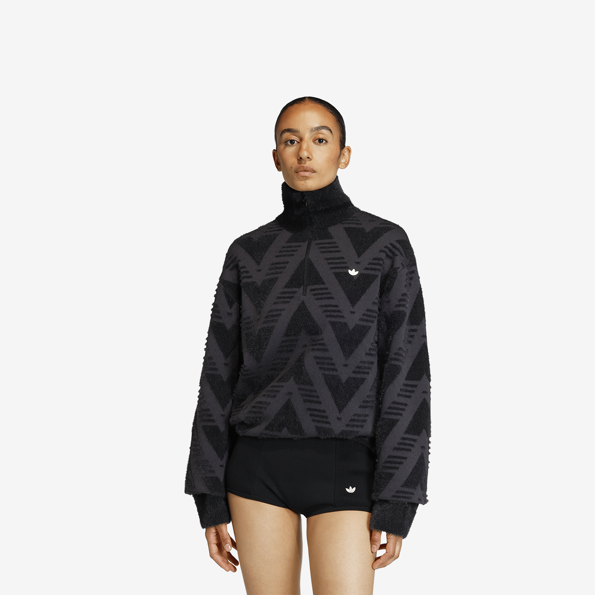 Women's Adidas Knitted Sweatshirt With Short Zipper