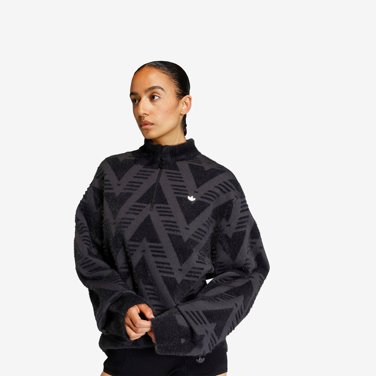 Women's Adidas Knitted Sweatshirt With Short Zipper