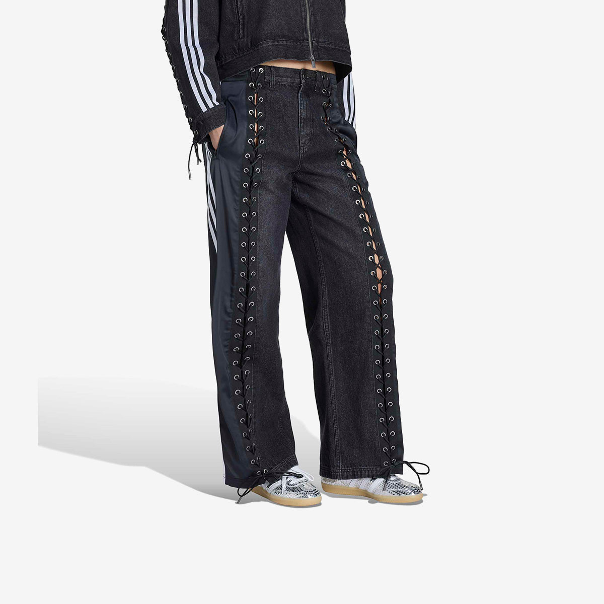 Women's adidas FB Lacing Denim Pants 'Black'
