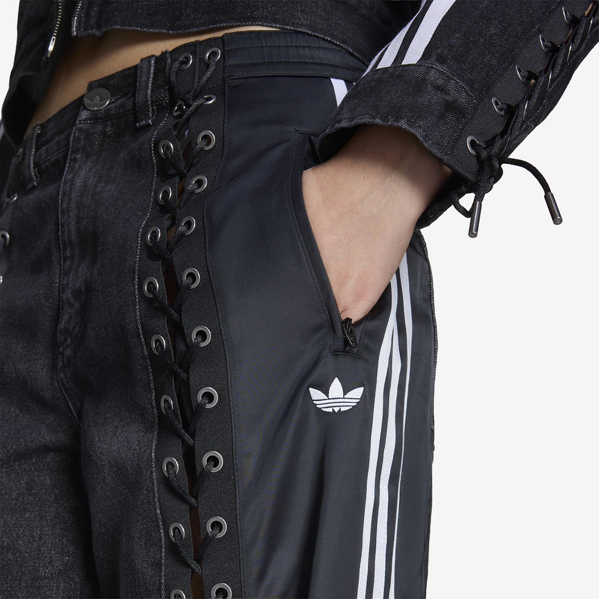 Women's adidas FB Lacing Denim Pants 'Black'