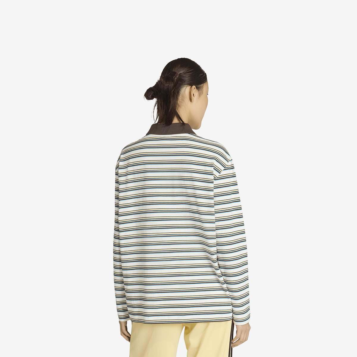 Women's adidas Striped Oversized LS Polo Shirt