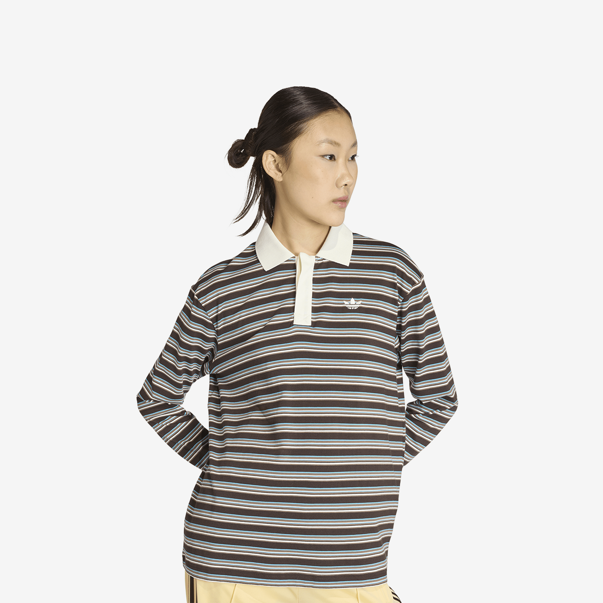Women's adidas Strip Oversized LS Polo Shirt 'Aurora Coffee'