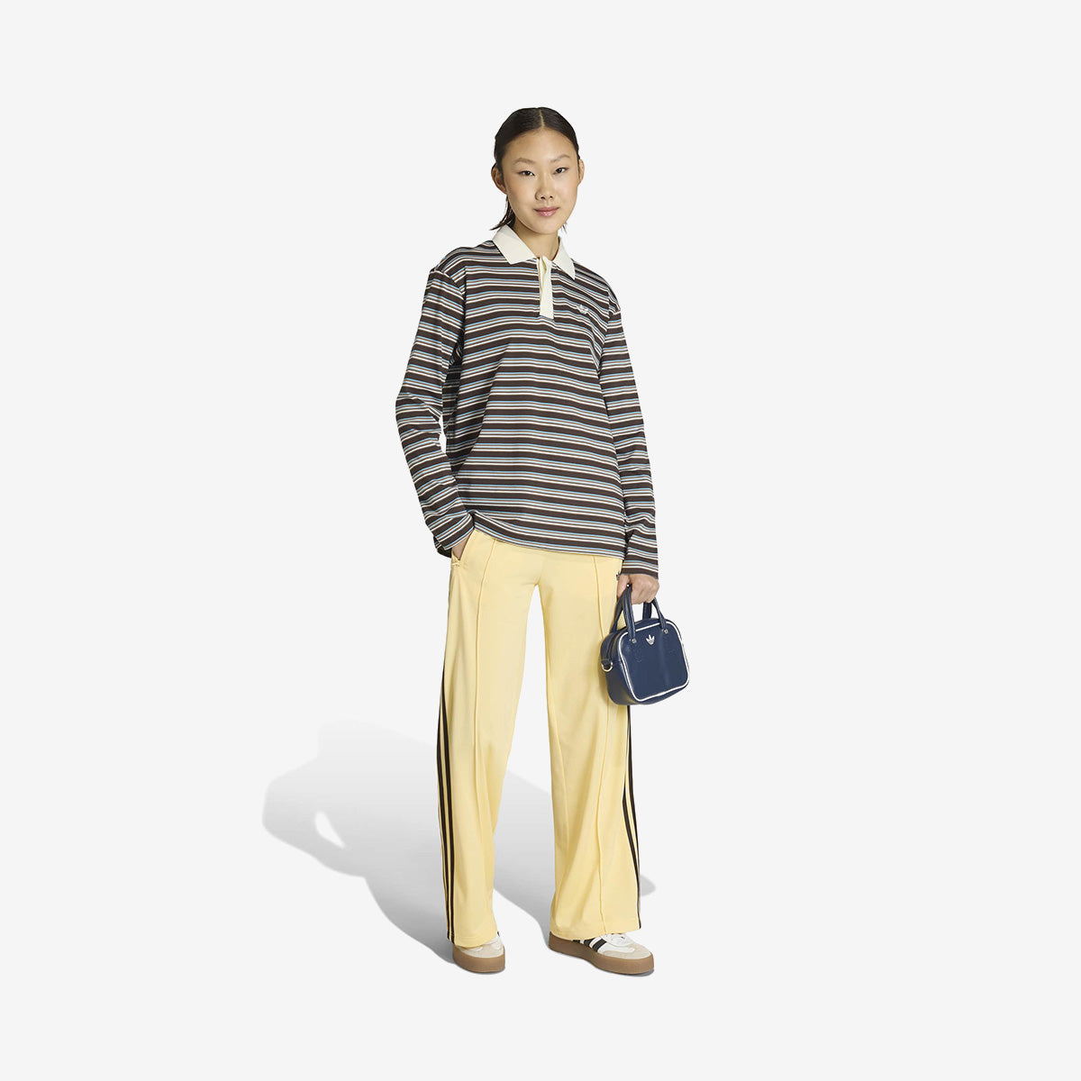 Women's adidas Strip Oversized LS Polo Shirt 'Aurora Coffee'