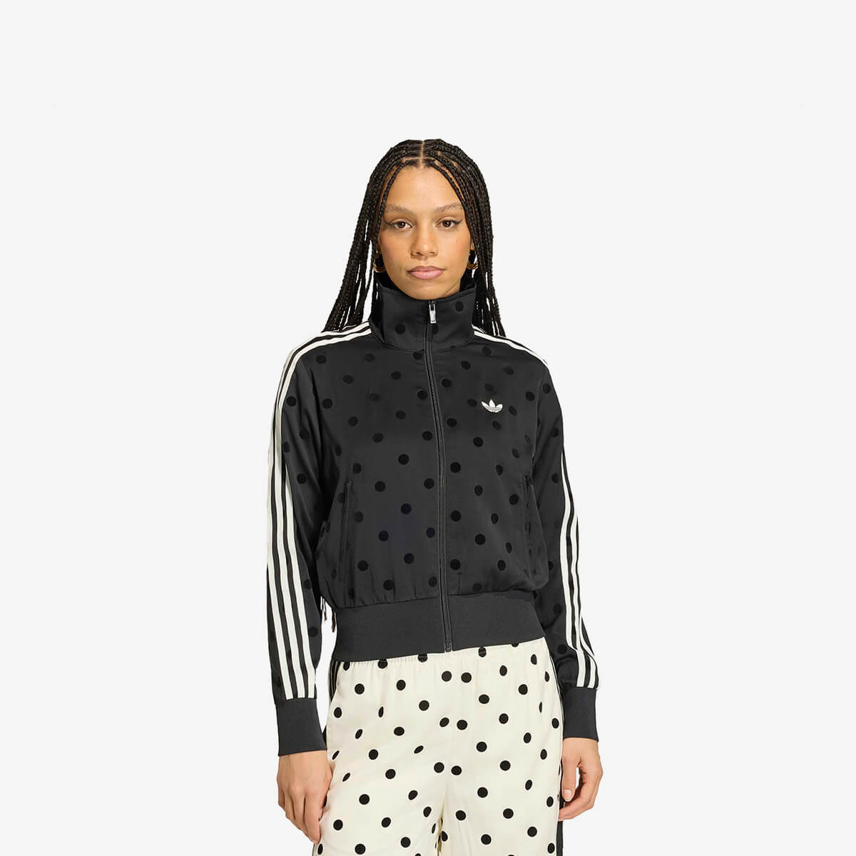 Women's Adidas Polka Dots TT de Satén Track Top 'Black'