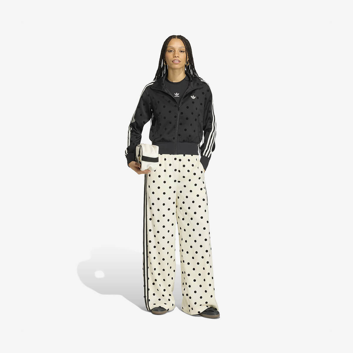 Women's Adidas Polka Dots TT de Satén Track Top 'Black'