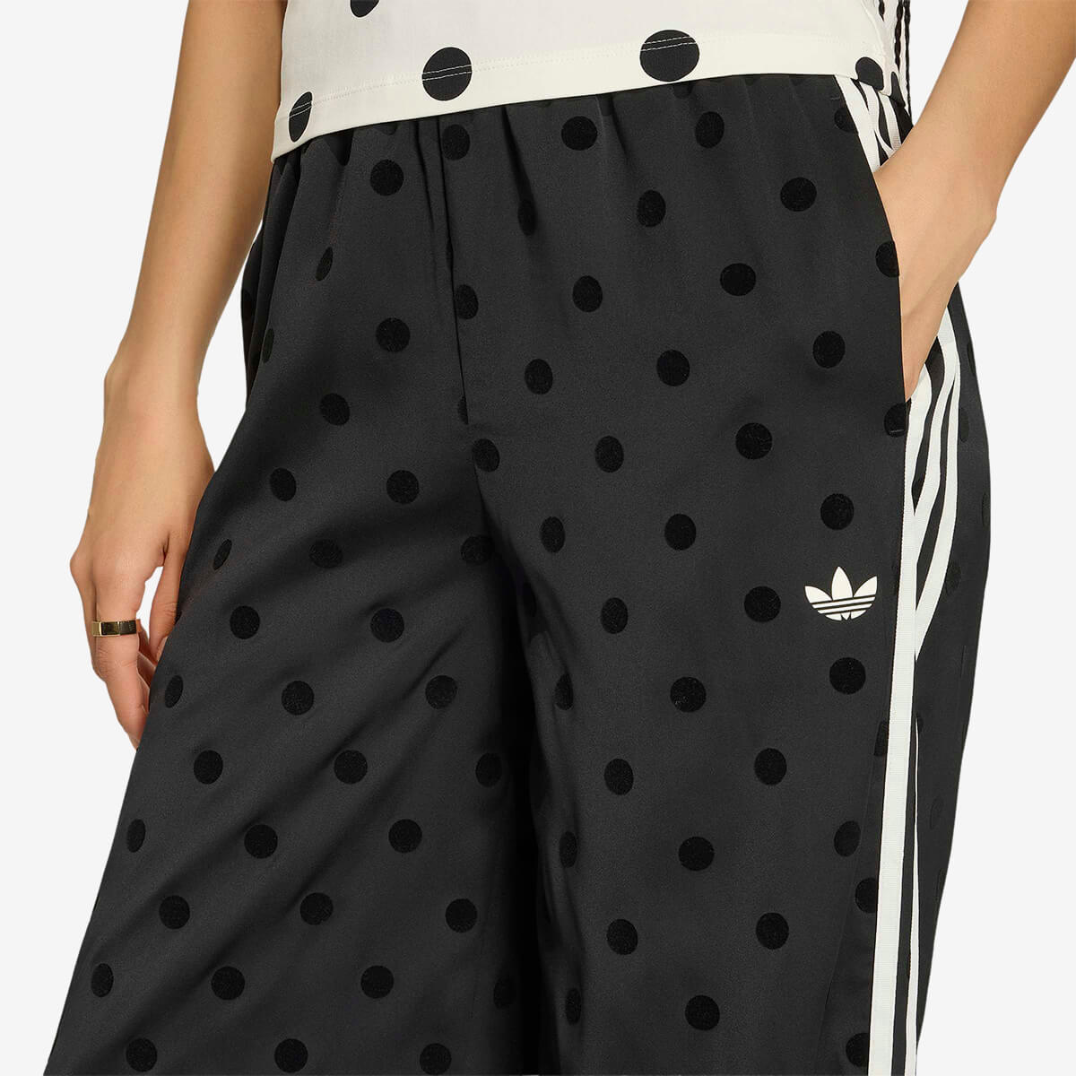 Women's Adidas Satin Polka Dots Track Pant 'Black'