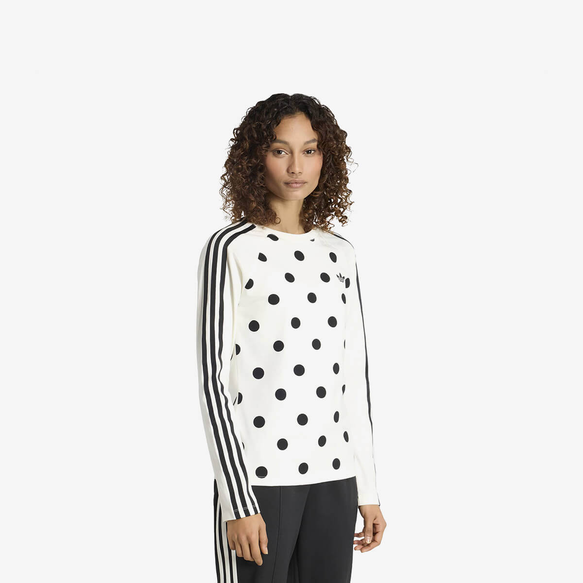 Women's Adidas Polka Dots Slim Top Sweatshirt 'Off White'