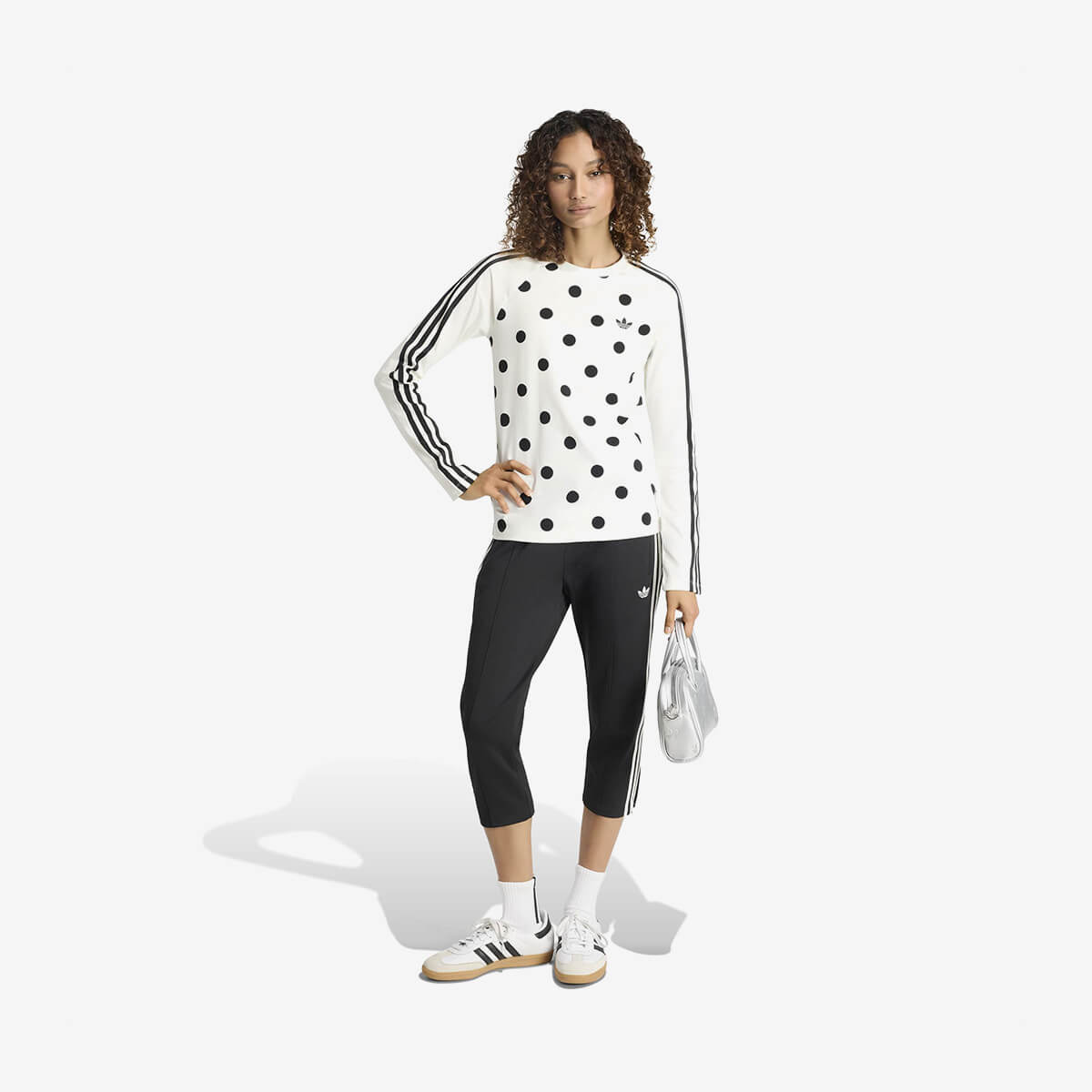 Women's Adidas Polka Dots Slim Top Sweatshirt 'Off White'