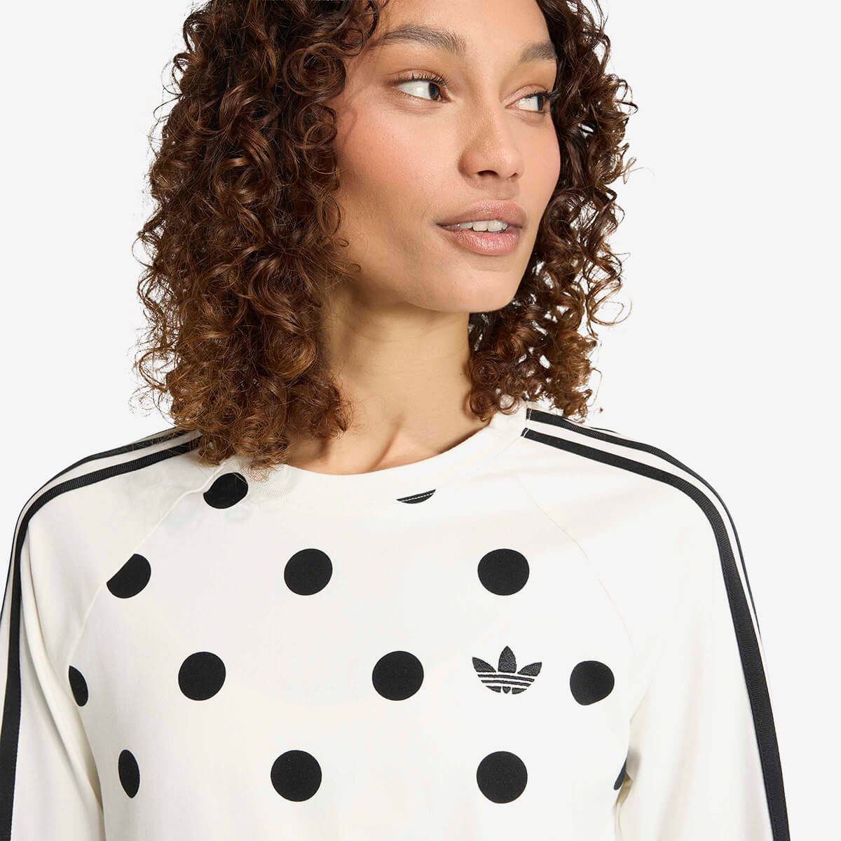 Women's Adidas Polka Dots Slim Top Sweatshirt 'Off White'