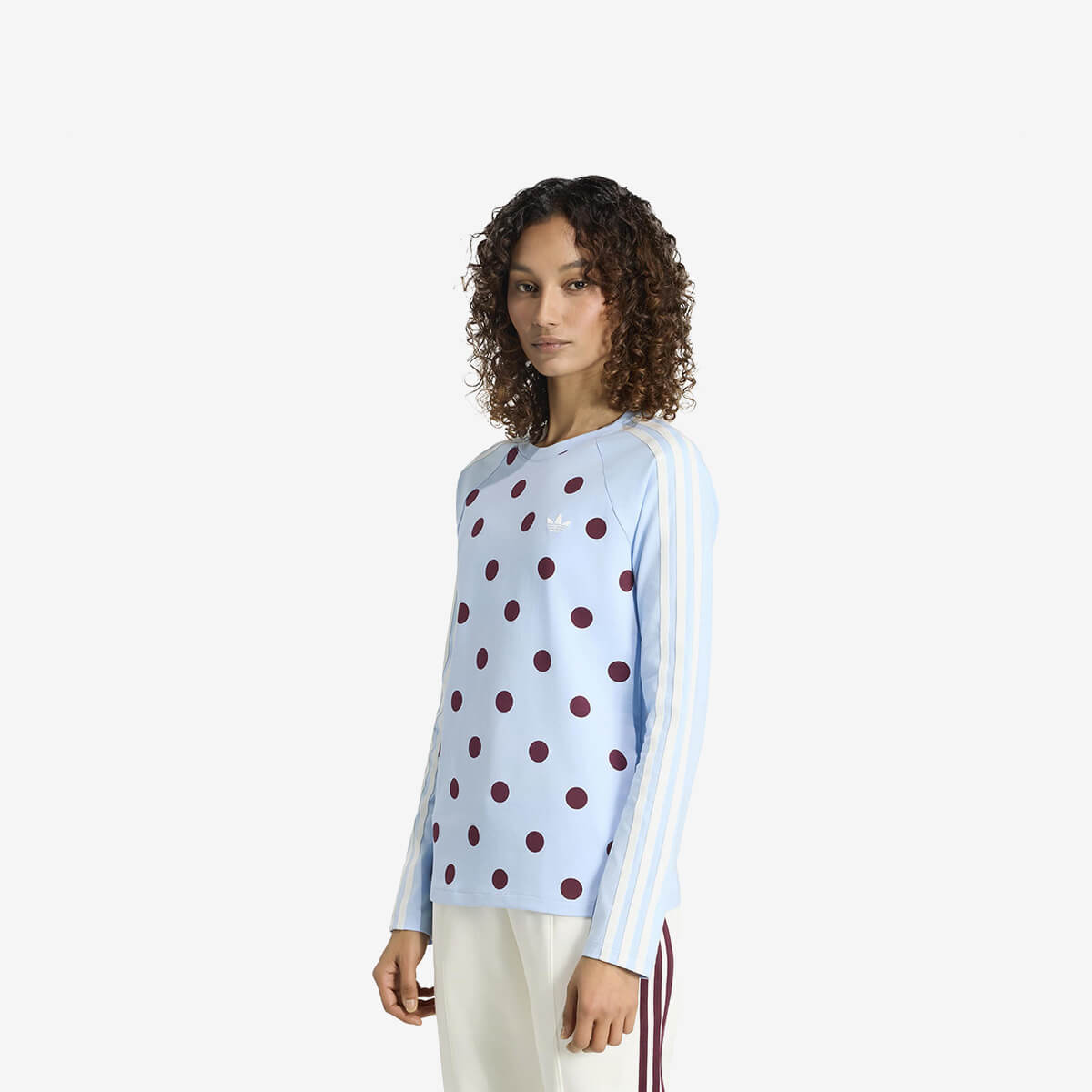 Women's Adidas Polka Dots Slim Top Sweatshirt 'Clear Sky'