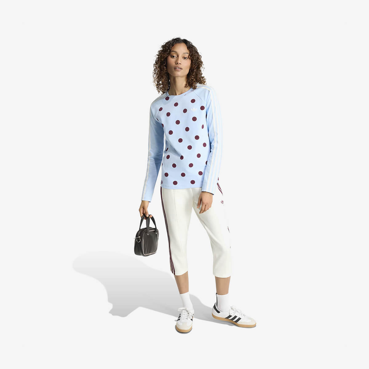 Women's Adidas Polka Dots Slim Top Sweatshirt 'Clear Sky'
