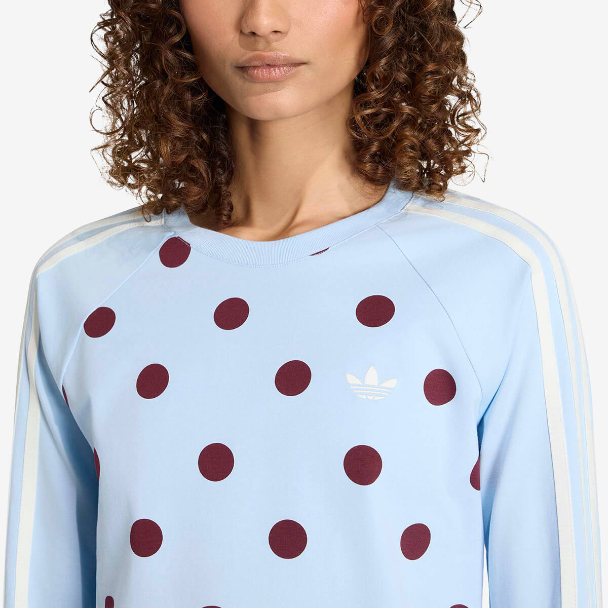 Women's Adidas Polka Dots Slim Top Sweatshirt 'Clear Sky'