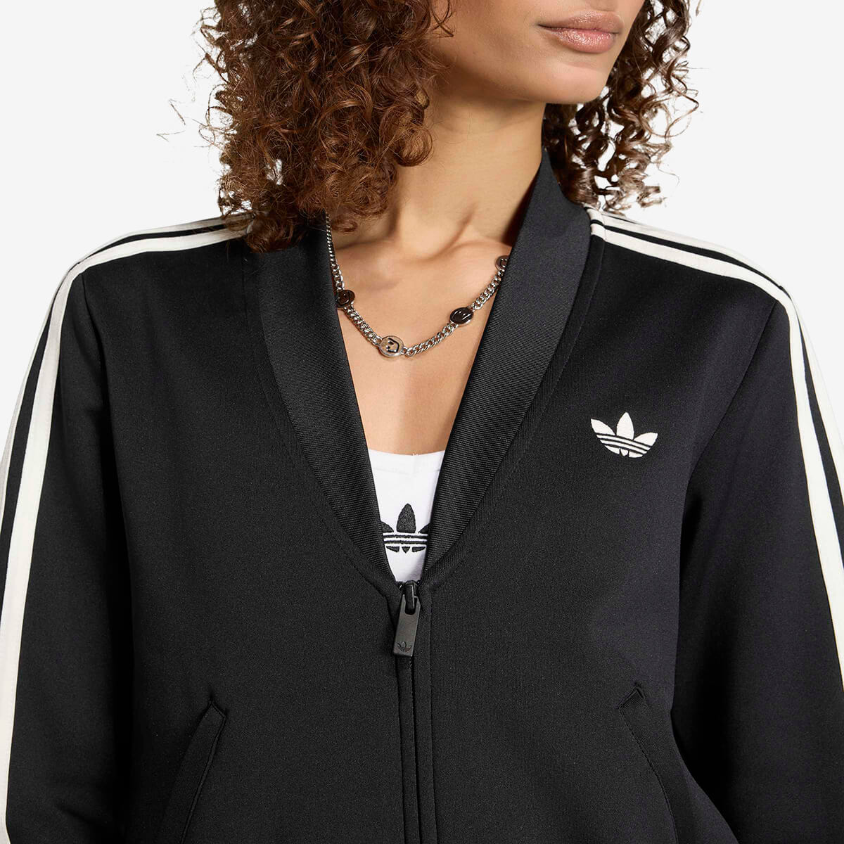 Women's Adidas V-Neck Superstar Track Top 'Black'