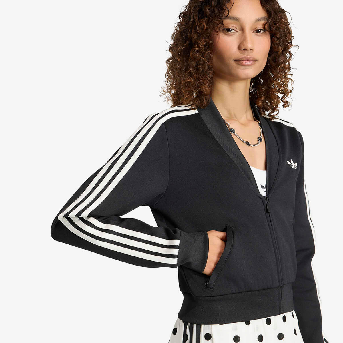 Women's Adidas V-Neck Superstar Track Top 'Black'