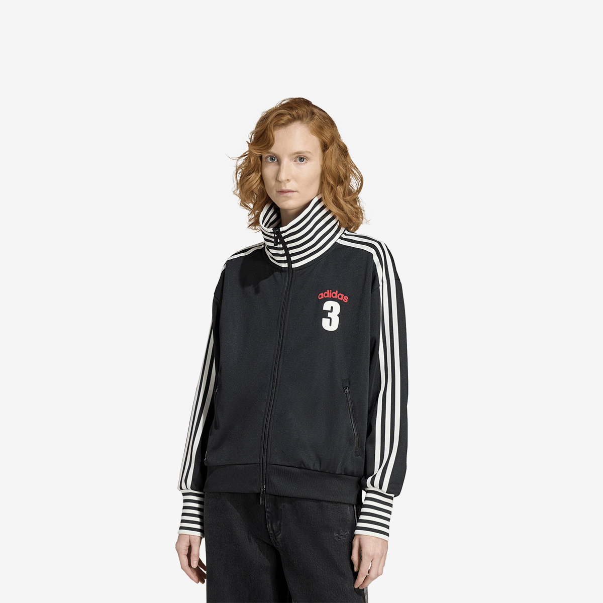 Women's adidas Vintage BB TT Striped Rib Track Top 'Black'