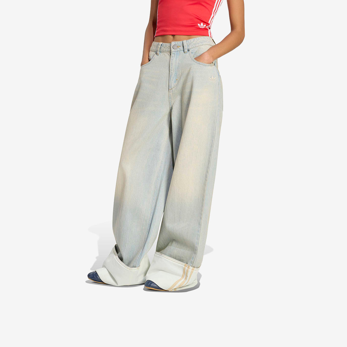 Women's adidas Vintage Wide Leg Jeans 'Off White'