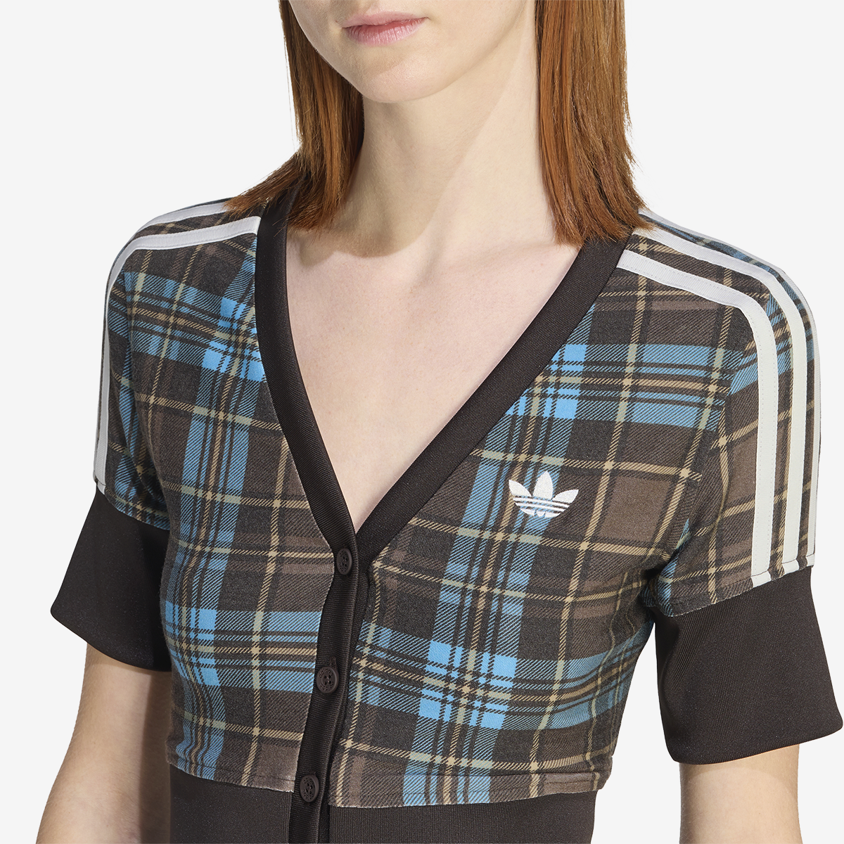Women's adidas V-Neck Cheked Shirt With Buttons
