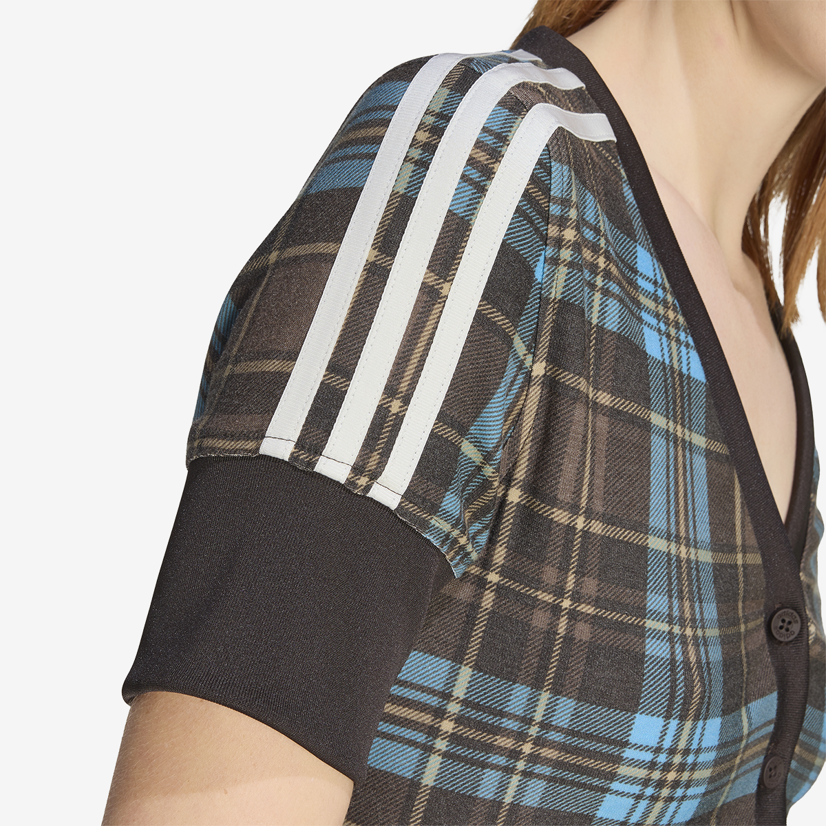 Women's adidas V-Neck Cheked Shirt With Buttons