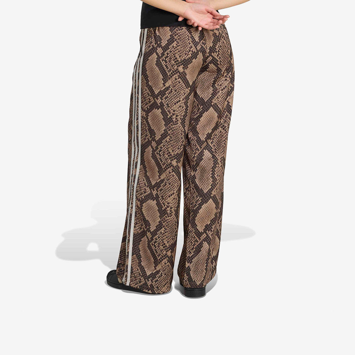 Women's adidas satin snake print wide leg track pants