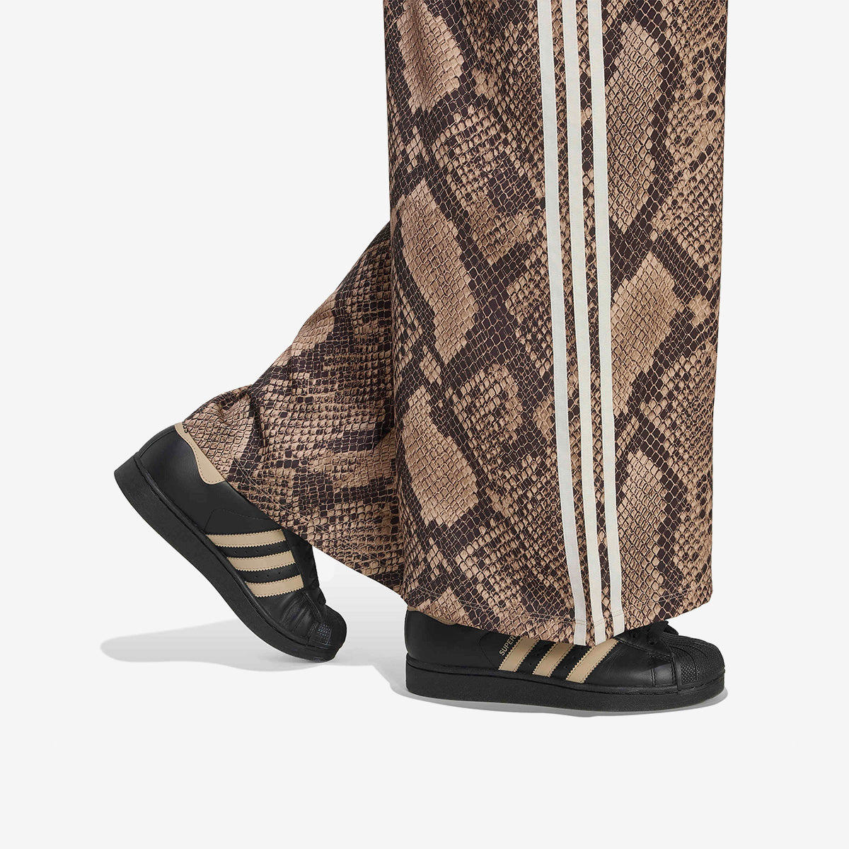 Women's adidas satin snake print wide leg track pants