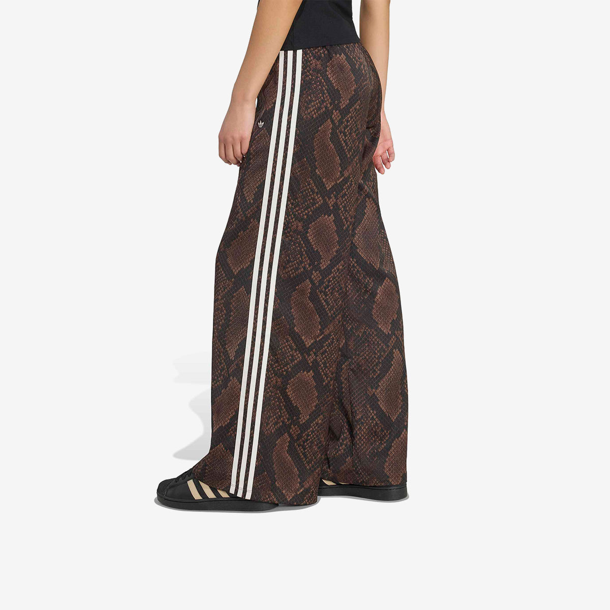 Women's adidas Satin Snake Print Wide Leg Track Pant