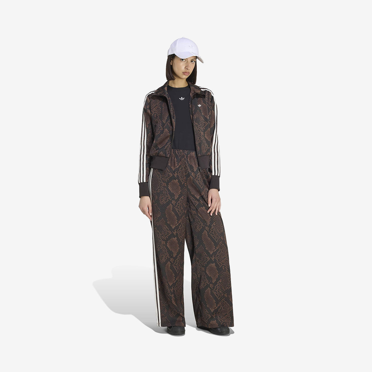 Women's adidas Satin Snake Print Wide Leg Track Pant