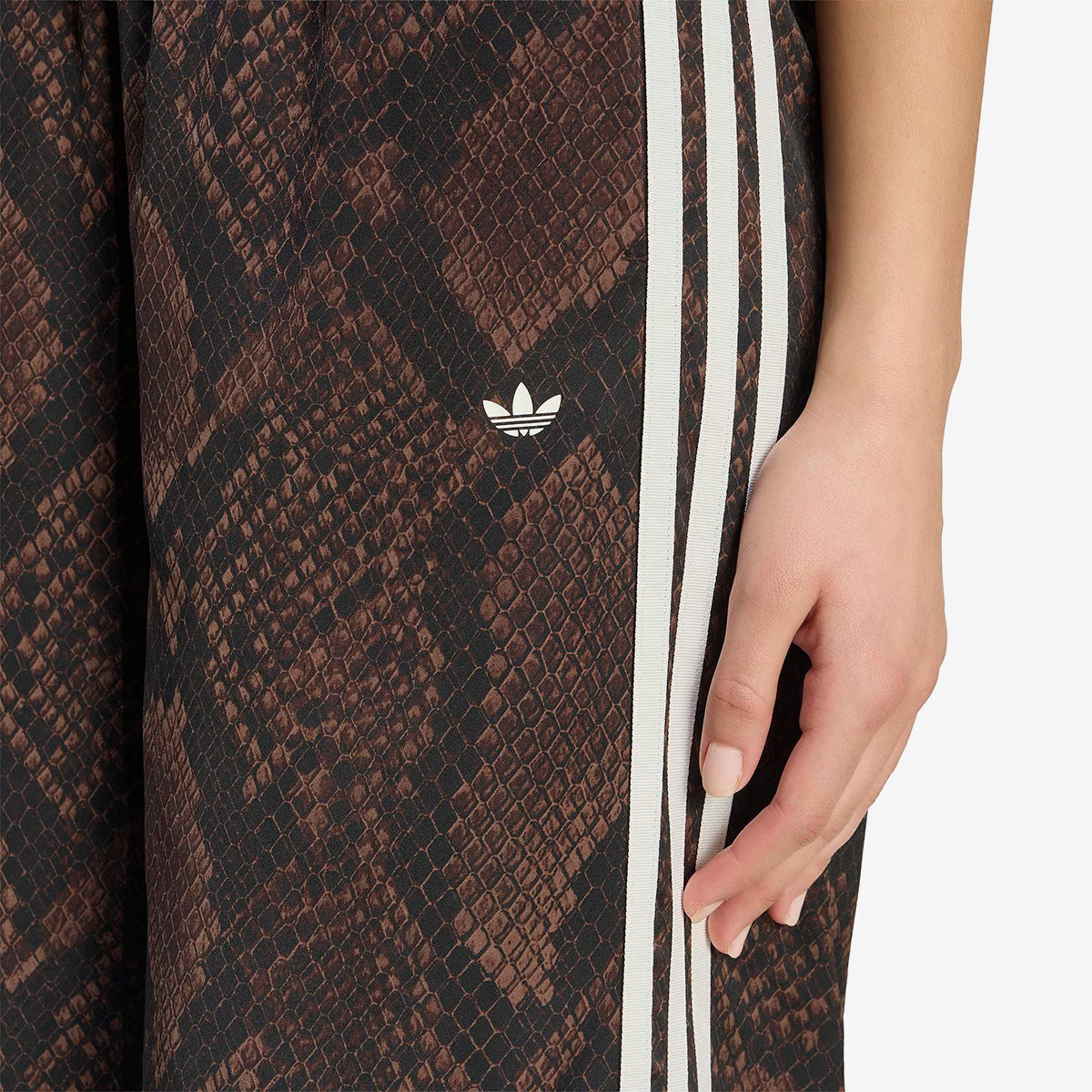 Women's adidas Satin Snake Print Wide Leg Track Pant