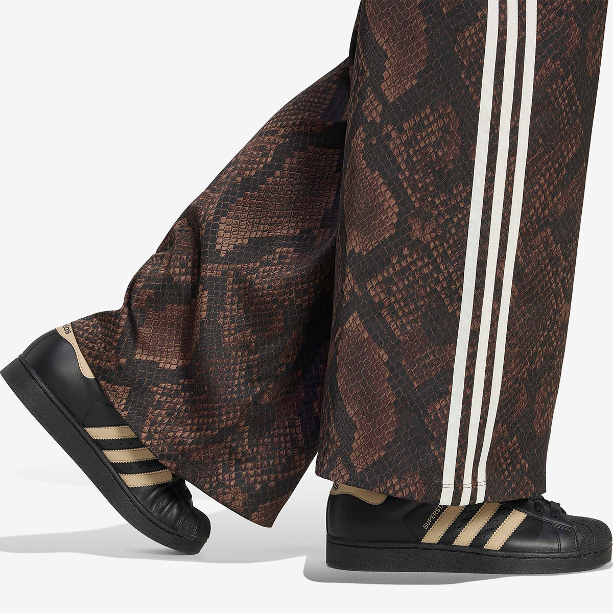 Women's adidas Satin Snake Print Wide Leg Track Pant