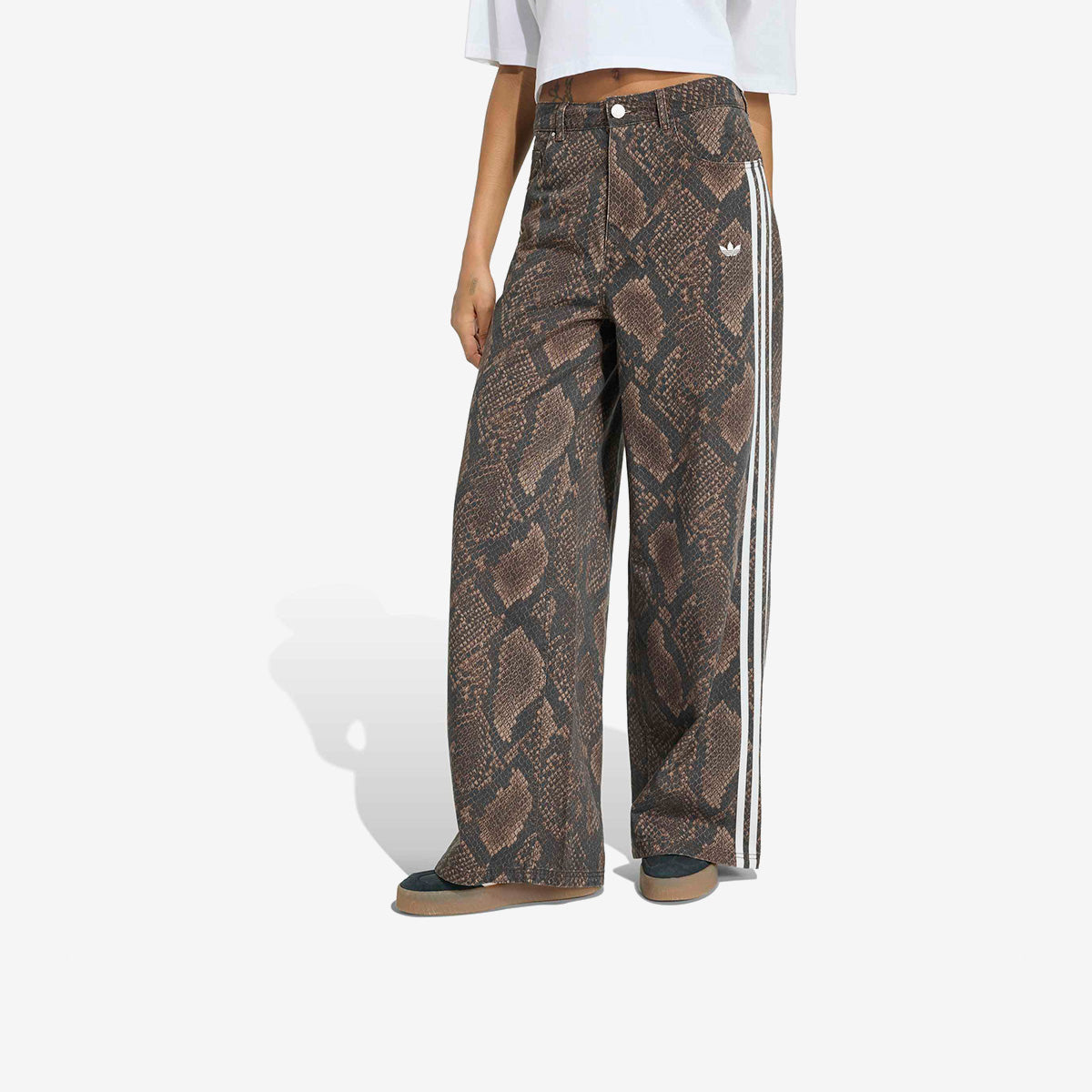 Women's adidas Snake Print Denim Loose Pants